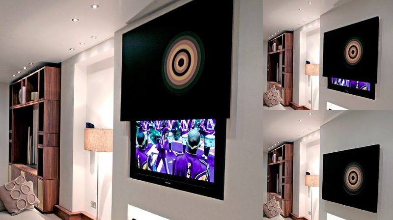MLPIC -
Staffe tv motorizzate speciali per televisori a scomparsa dietro quadri, specchi e pannelli