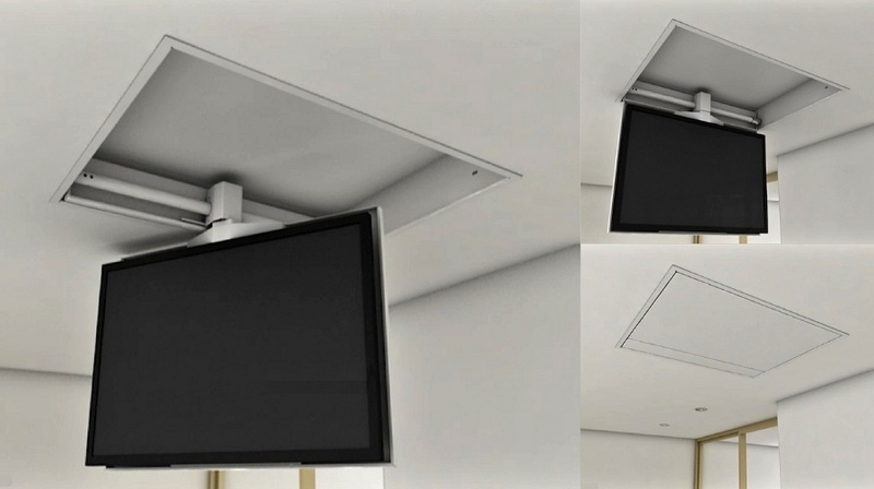 MFCS - Staffe tv motorizzate da soffitto per televisore a scomparsa nel soffitto