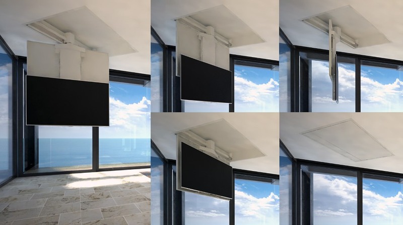 MFCHS - Staffe tv motorizzate da soffitto per televisore a scomparsa nel soffitto