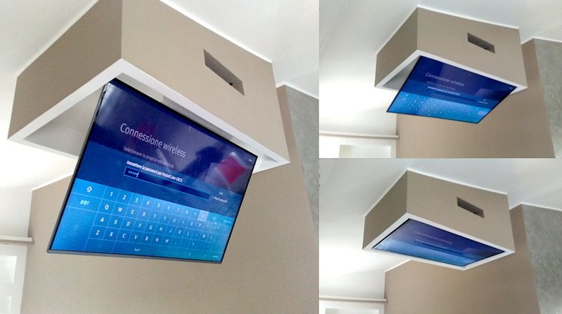MFCT - Supporti tv motorizzati da soffitto per televisore a soffitto/controsoffitto